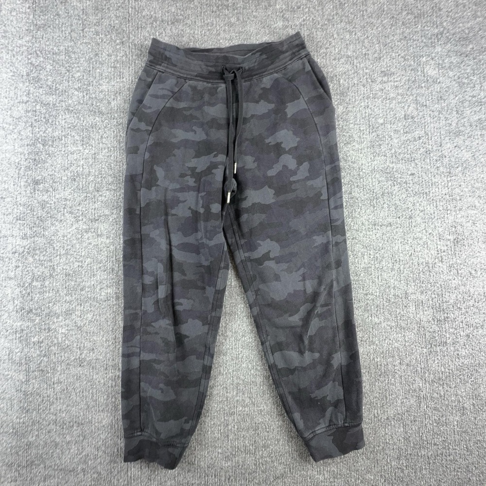 Lululemon Camo Pants Womens Medium Gray Fleece Joggers Sweatpants Drawstring